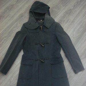 Vintage Burberry Duffle Trench Coat Buffalo Horn Closure Discoloration